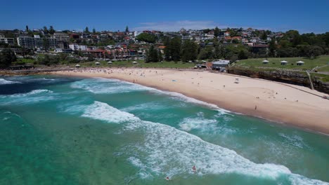 bronte beach coastline in sydney, nsw, australia - aerial shot