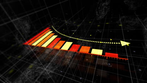 animación de las estadísticas y el procesamiento de datos financieros sobre un fondo oscuro