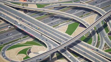 view from the top of the burj khalifa of a busy intersection below