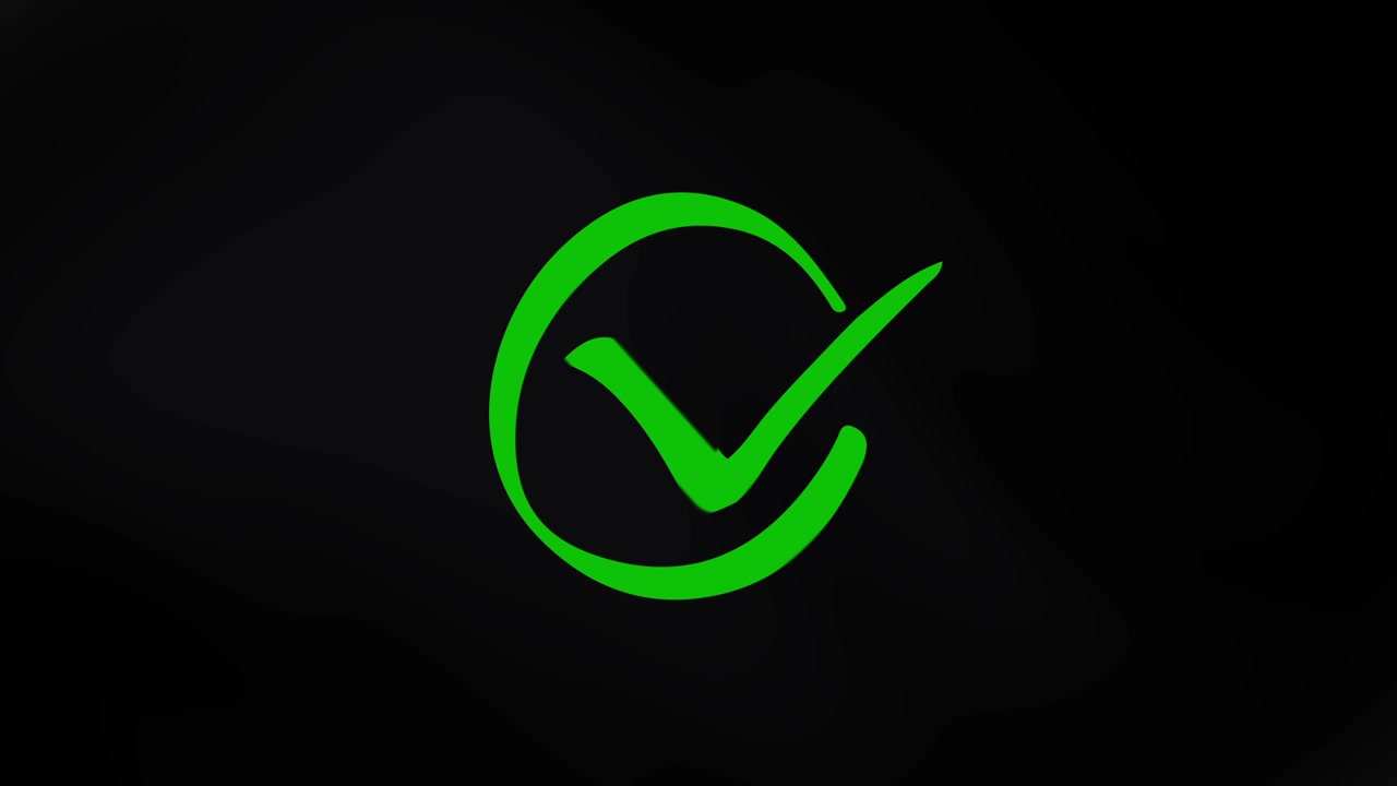 Animated Green Checkmark Icon on Black Background