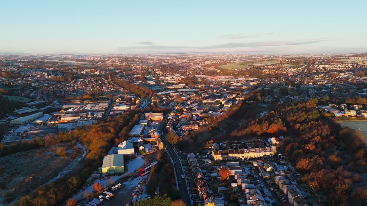 영국 요크셔 의 매우 추운 겨울 아침 의 새벽
