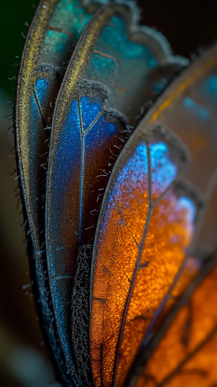 Vibrant Iridescent Butterfly Wing Macro Close-up