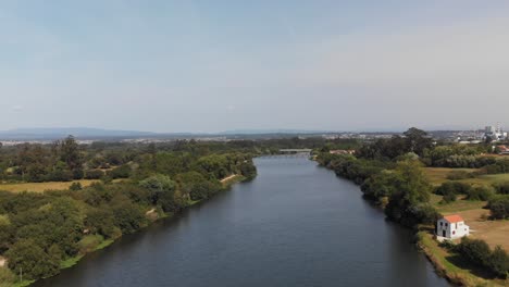 Ponte-de-Lima-Portugal-and-surrounding-area,-drone-footage