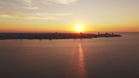 sunset and panoramic of the city of posadas, argentina