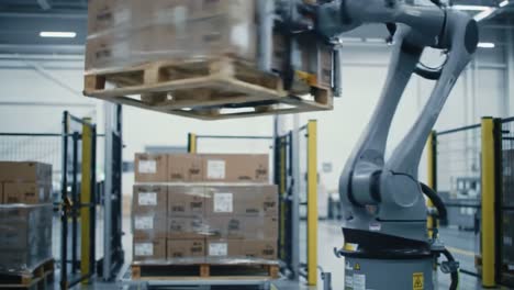 Advanced Robotic Automation in Warehousing: A Distribution Robot Handling Palletized Goods for Efficient Storage and Retrieval in a State-of-the-Art Facility