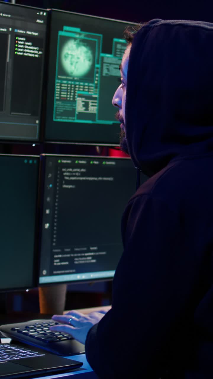 Lodret video. Scammer i lejlighed går i gang med et farligt script, der kan bryde sikkerheden.