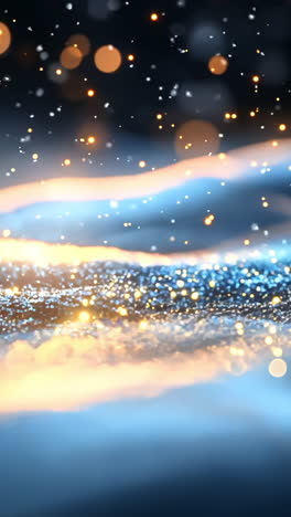 a snowy landscape with a bright orange line that stands out against the blue and white background. the orange line appears to be a glowing spot, adding a sense of warmth
