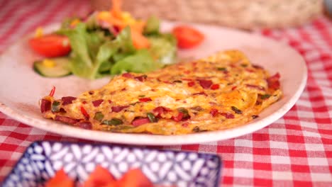 delicious omelette with salad