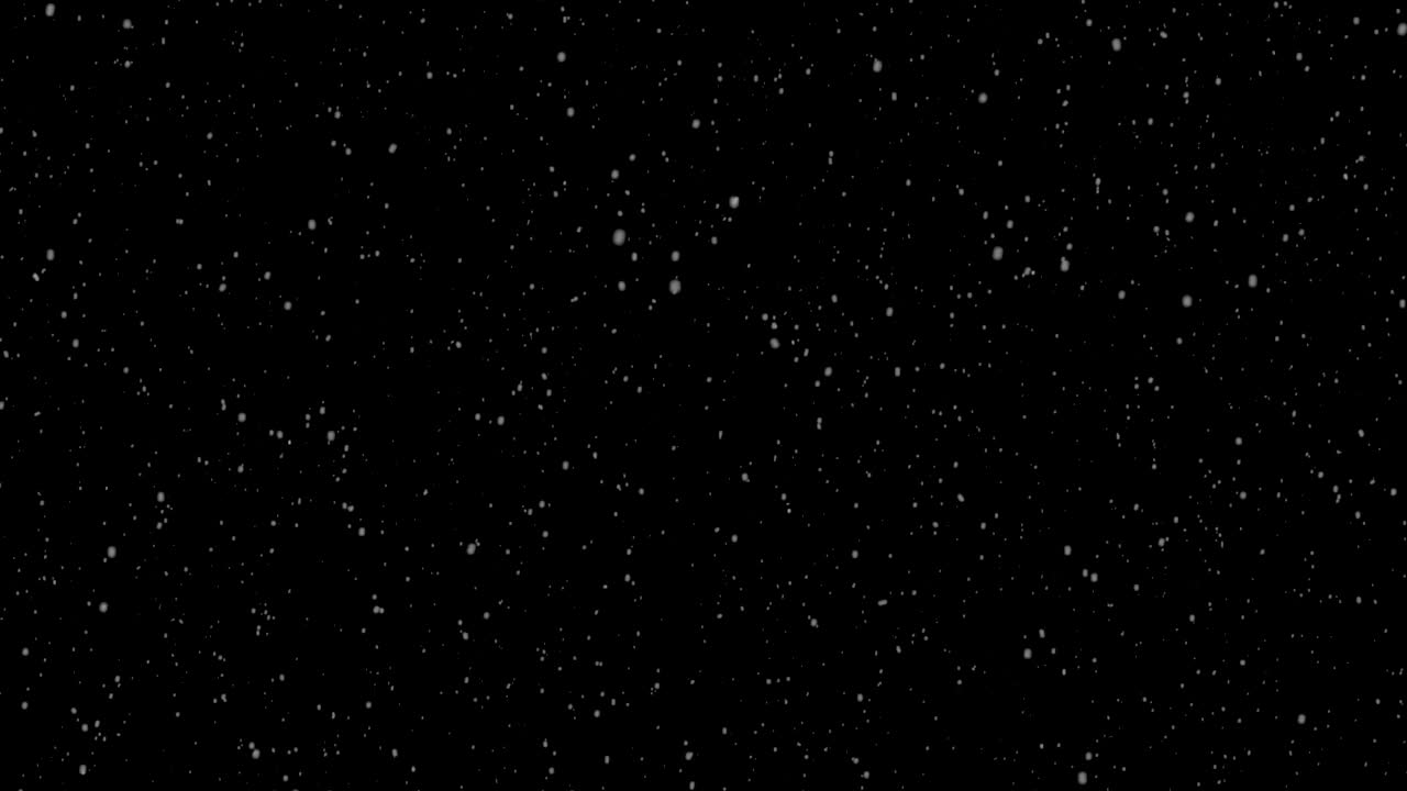 Winter snowfall. Uniform fall of soft snow on a black background. looped