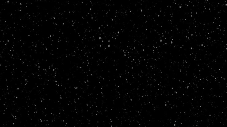 Winter snowfall. Uniform fall of soft snow on a black background. looped