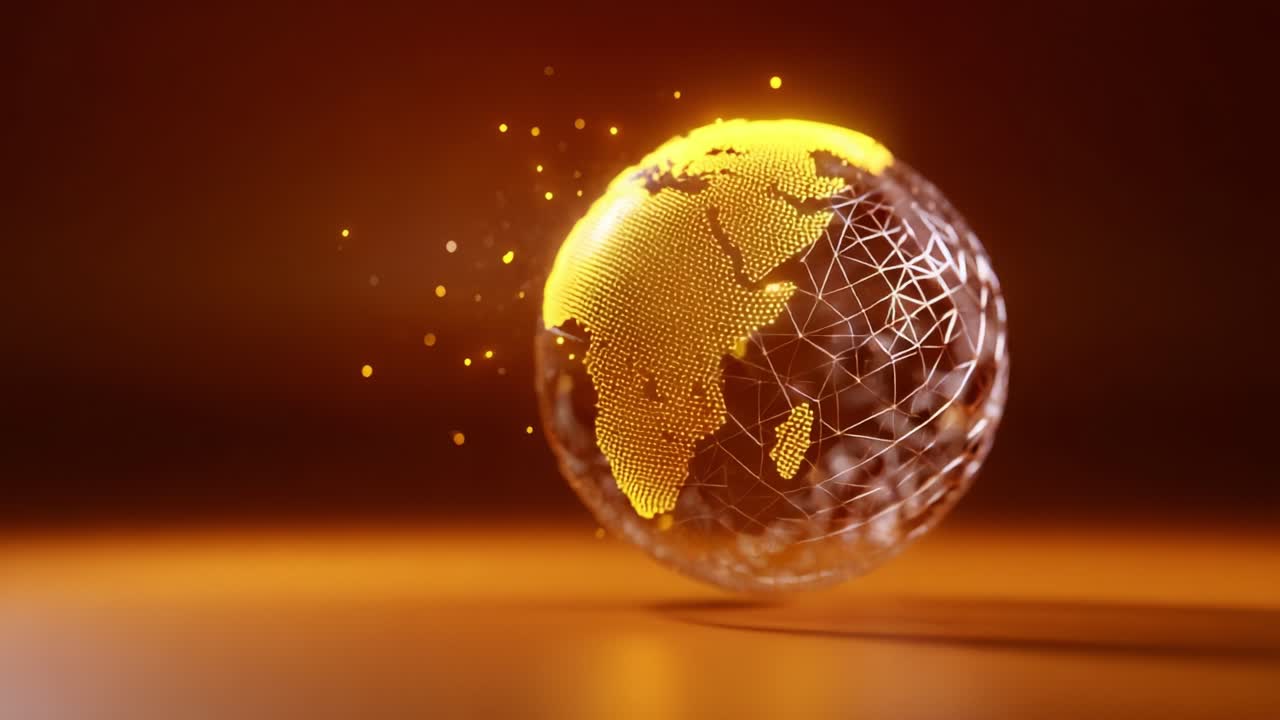 A Stunning Visualization of a Glowing Earth in Transformation: The Journey of Our Planet Captured in Two Frames, Showcasing a Dynamic Network of Light and Energy Representing Global Connectivity and Change