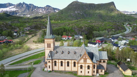 vågan church in lofoten: captivating aerial views