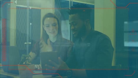 animation of globe and connections over man using tablet