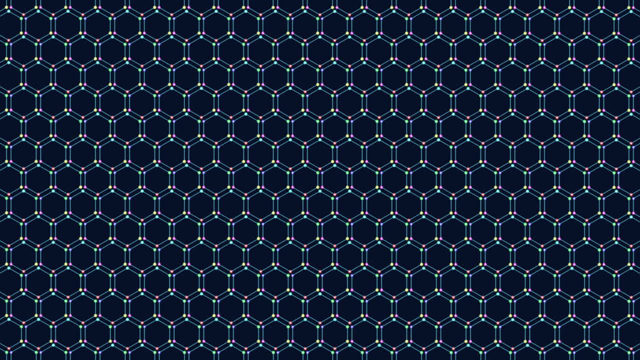 네온 화려한 빛으로 추상 기하학적 육각형 패턴