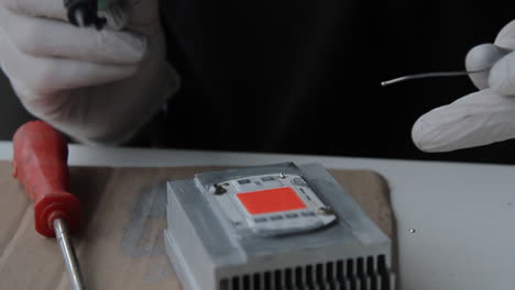 industrial manufacturing soldering of a high powered led cob chip light