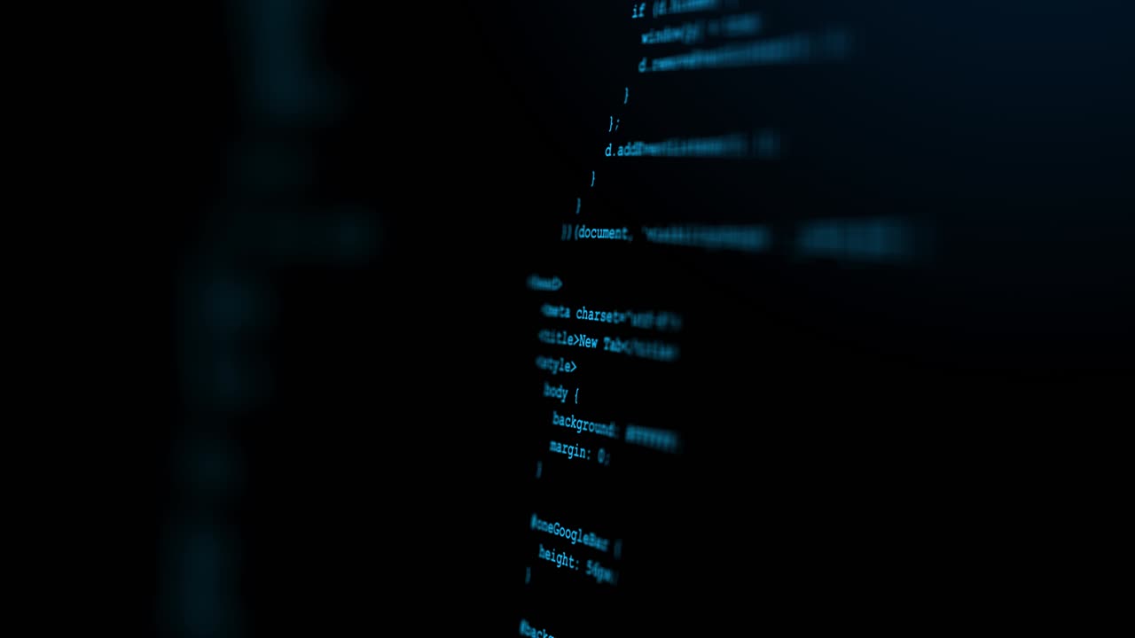 Modern tech program development and blockchain concept animation developer working on program codes