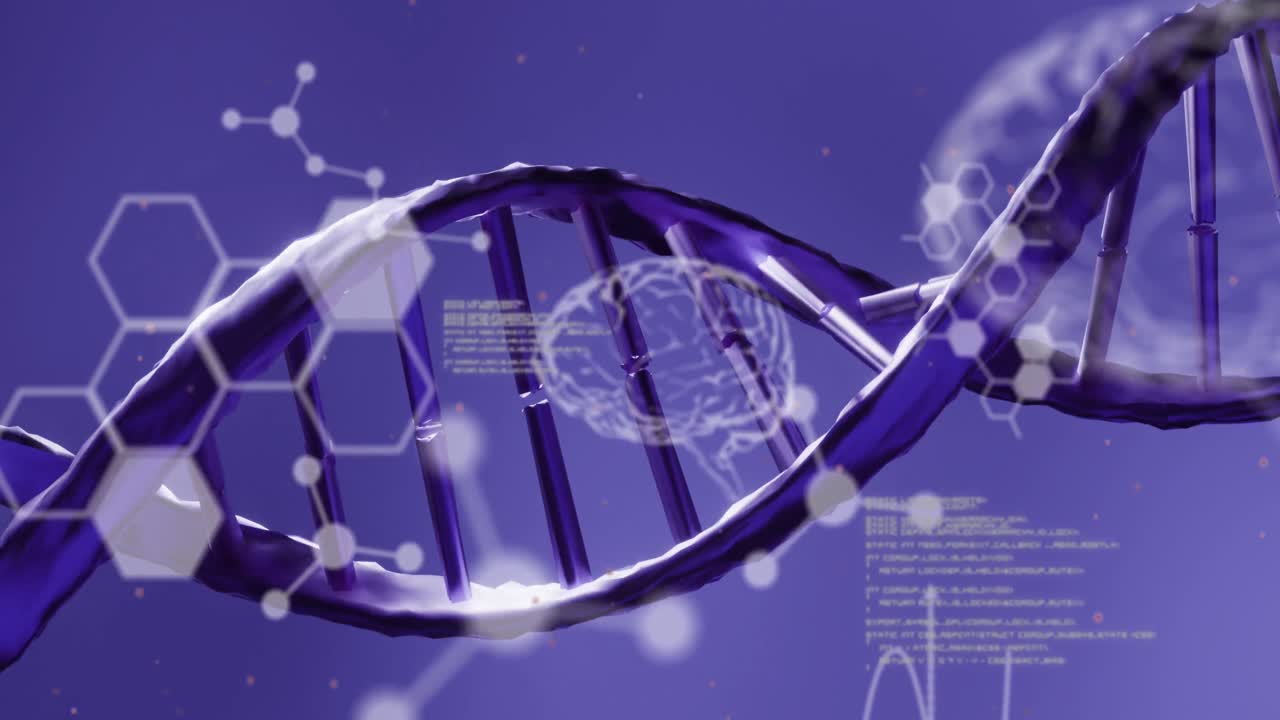 블루 배경에 대한 dna 구조에 대한 의료 데이터 처리