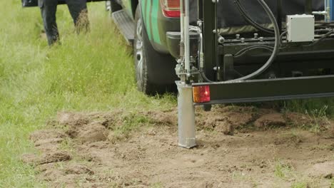 soil examination of agronomy. geotechnical investigation. collecting black soil on the field for examination and analysis. special equipment for pickup