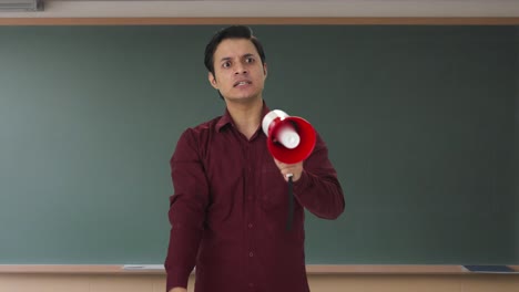 angry indian teacher protesting for his rights