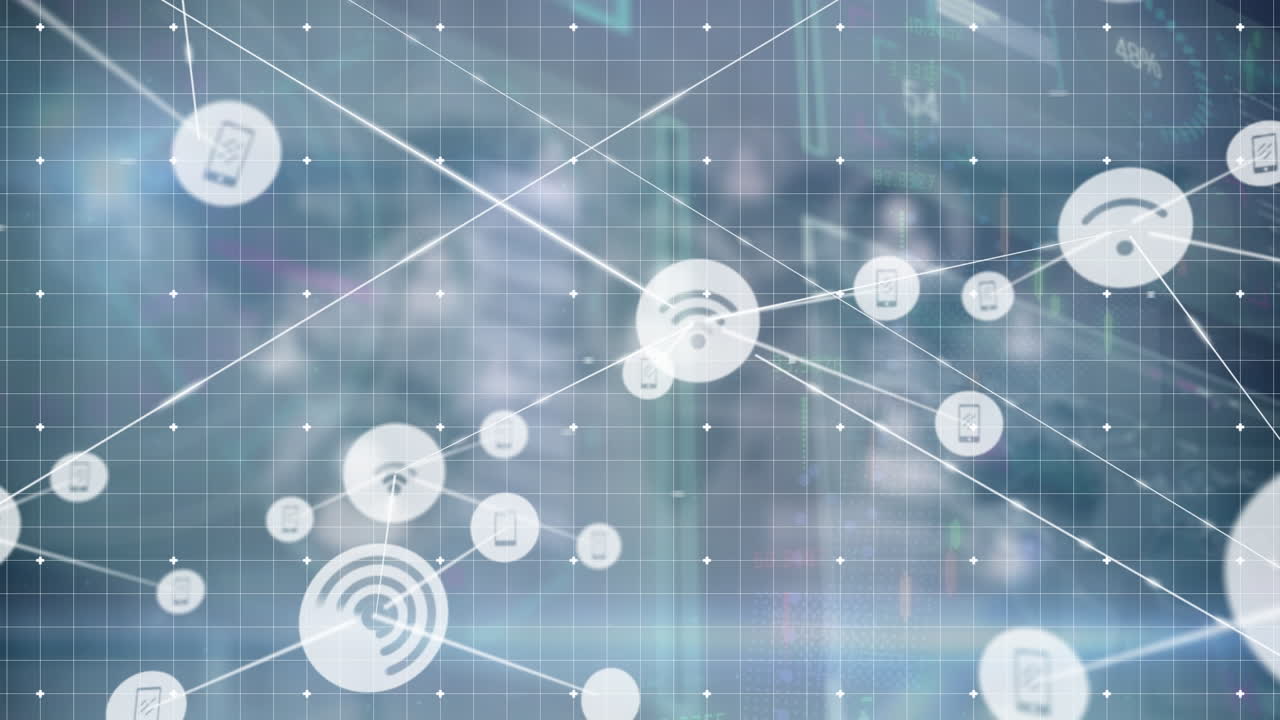 데이터 처리에 대한 아이콘으로 연결 네트워크의 애니메이션