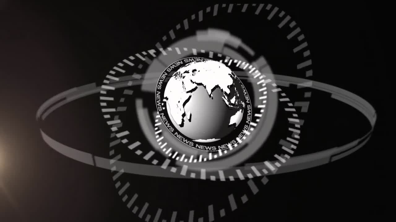 검은색 배경에 지구를 가진 범위 스캔의 애니메이션