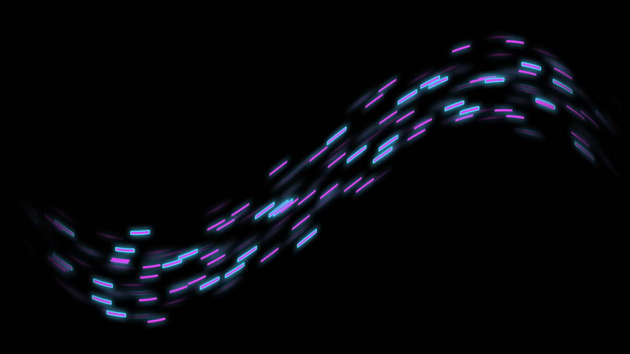 Animation of glowing light trails of data transfer over black background