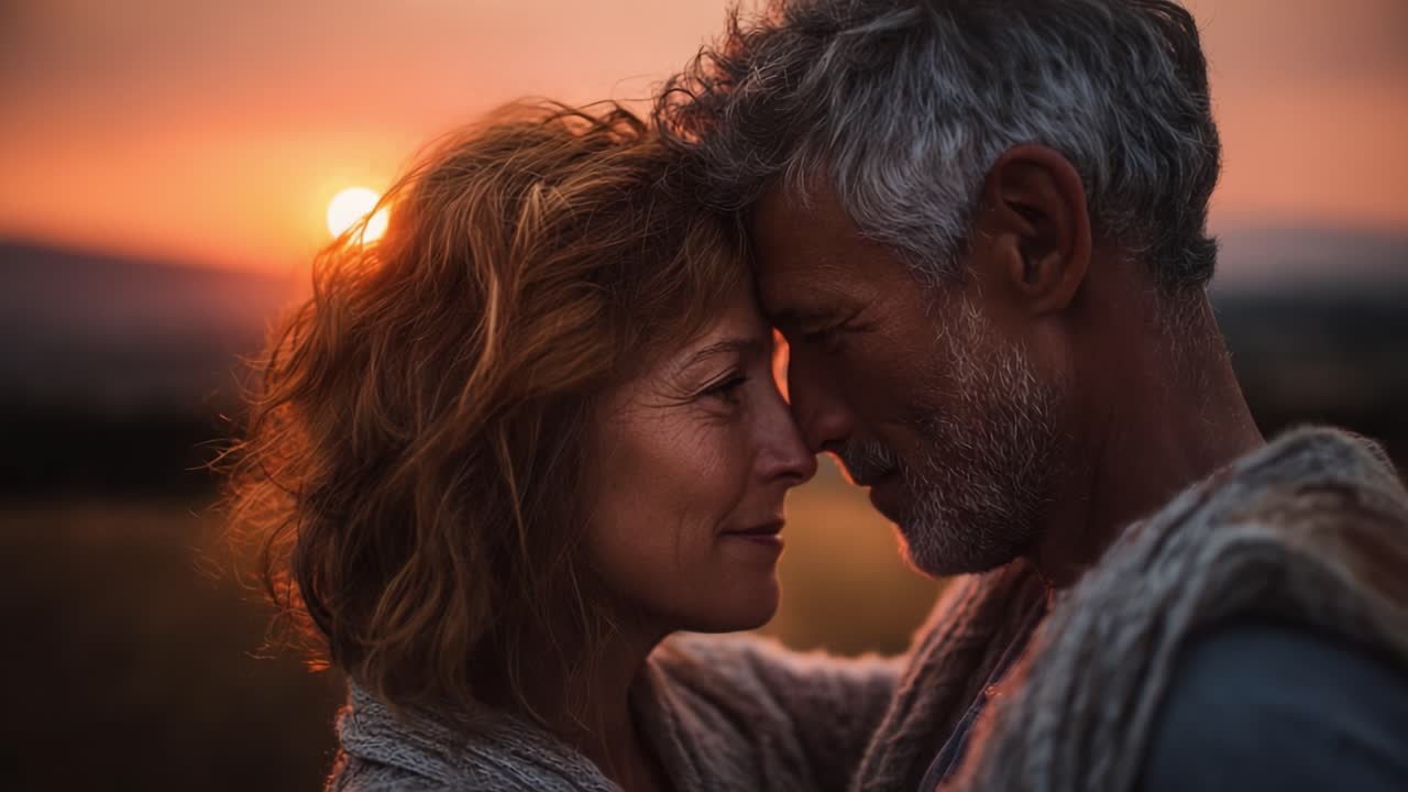 A Tender Moment Between Two Souls as the Sun Sets, Capturing the Essence of Love and Connection in a Beautiful Natural Landscape