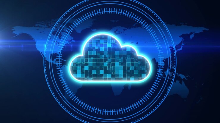 Digital Cloud Computing Concept with Global Network Background