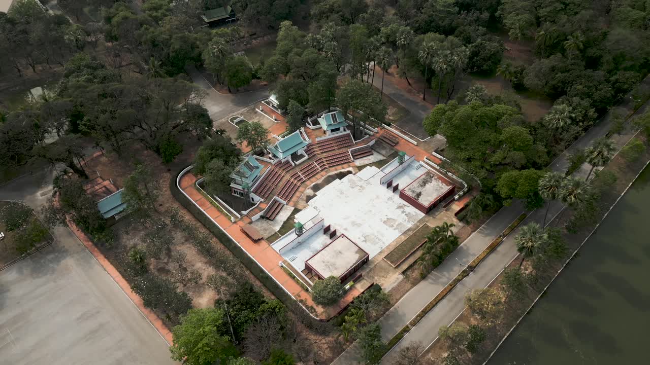 Aerial View of an Empty Outdoor Amphitheater and Cultural Venue