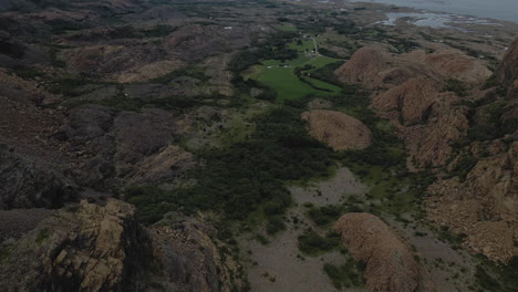 aerial view of leka island with unique and natural geology landscape in norway