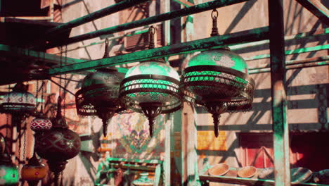 moroccan lanterns for sale in a street market