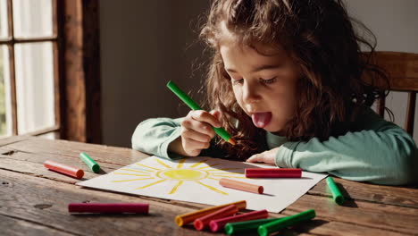 little girl drawing a sun
