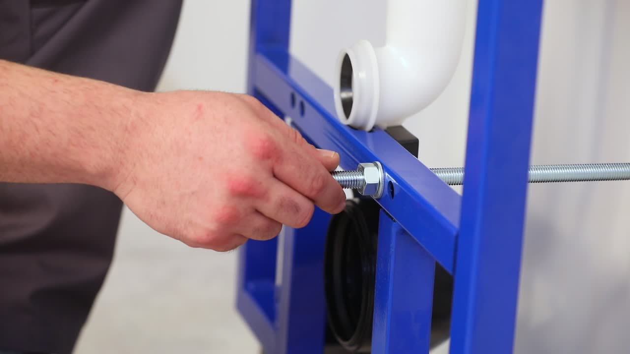 el maestro coloca el perno para apretar