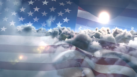 Flag-of-the-United-States-waving-against-sky-and-clouds-4k