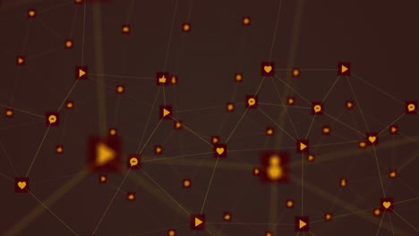animación de la red de conexión e iconos sobre fondo gris