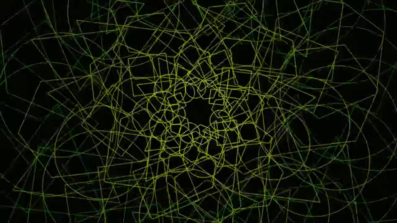 Abstract Geometric Green Line Animation on Black Background