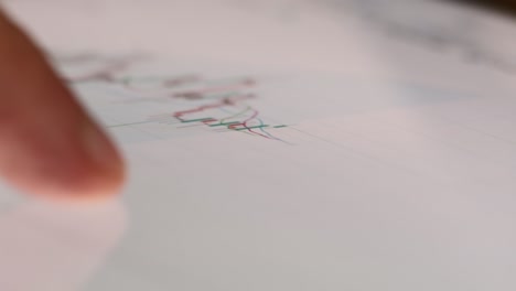 man checks graph of stock market trading using tablet macro