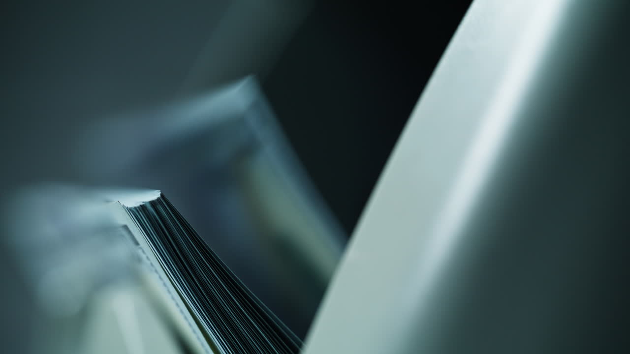 Paper money flows through high speed banking device machine during routine task