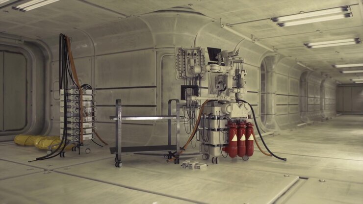 Maintenance area featuring electrical components and infrastructure details