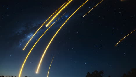 stunning night sky with milky way and streaking shooting stars