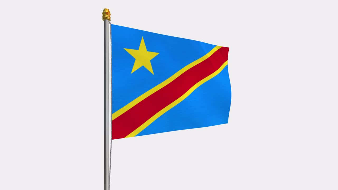 vídeo en bucle de la bandera de la república democrática del congo revoloteando en el viento, vídeo en cámara lenta de 4k, con canal alfa