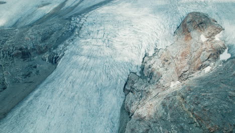 fellaria glacier in the alps from above during spring