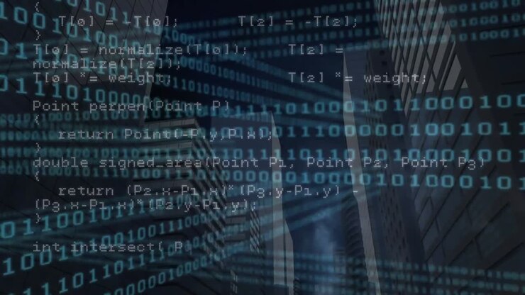 Animation of binary coding and data processing