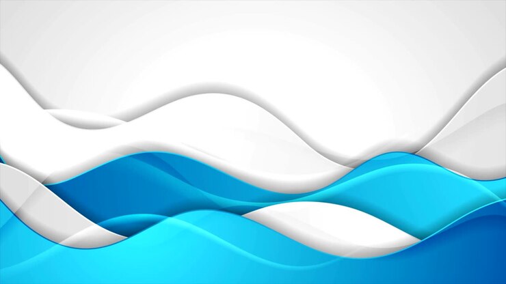 Fundo de movimento corporativo com ondas abstratas brilhantes azuis e cinzas