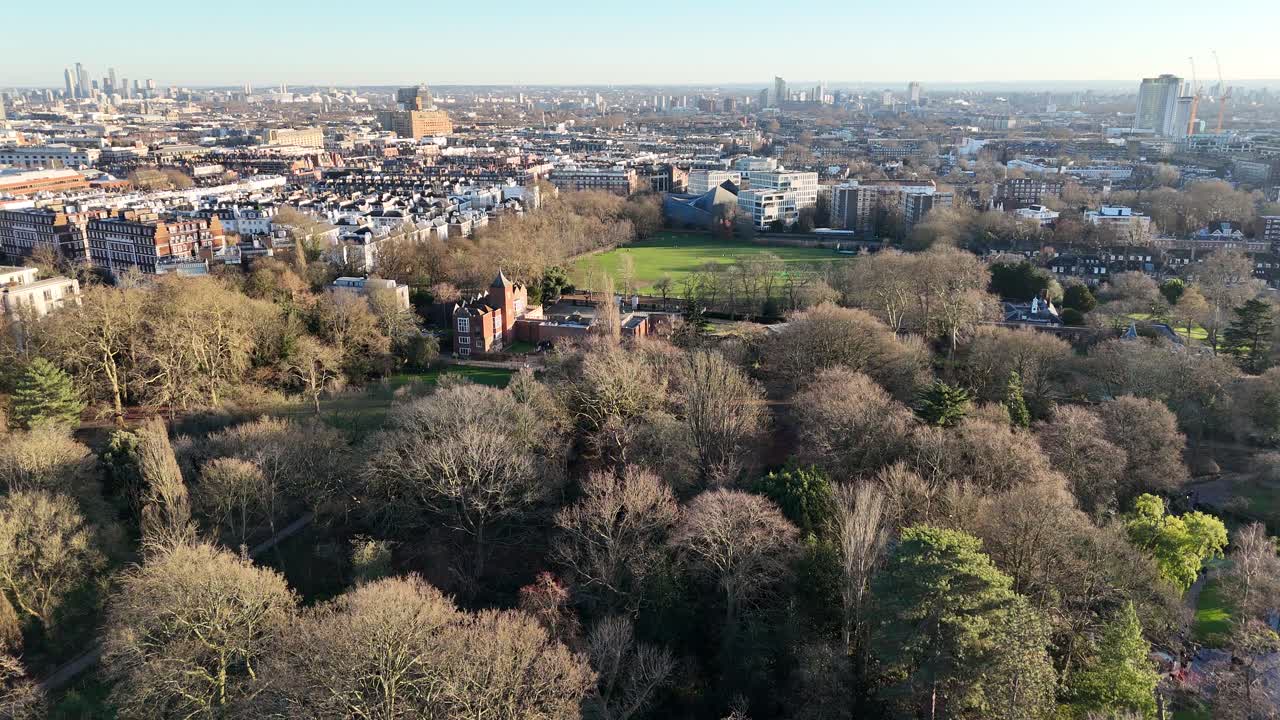 Winter's day Holland Park Kensington London UK drone,aerial