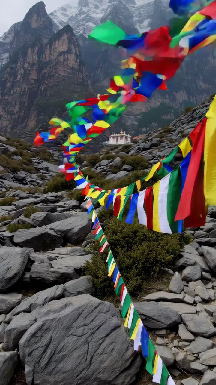 Colorful Prayer Flags in the Himalayas