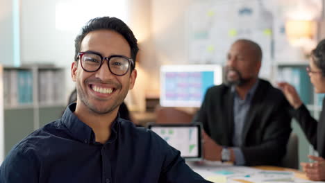 meeting, smile and portrait of businessman