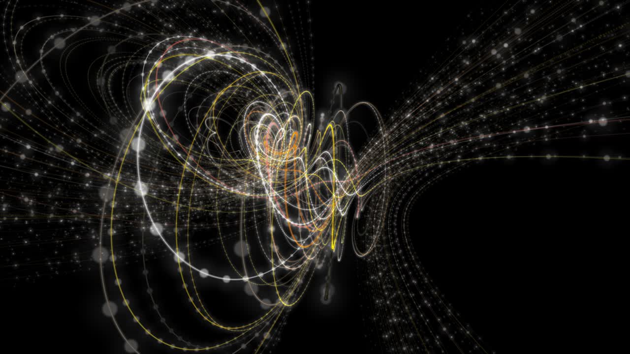 천천히 움직이는 입자 줄무 객체와 함께 미래 애니메이션, 4096x2304 루프 4k