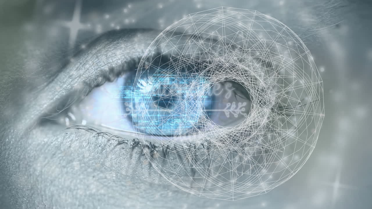 animación de formas en movimiento y texto del día de san valentín sobre el ojo