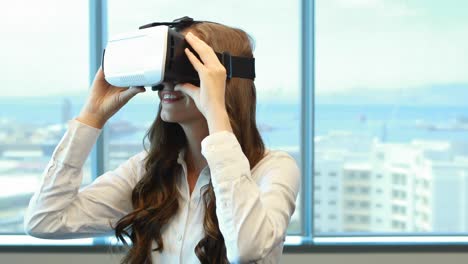 female executive using virtual reality headset